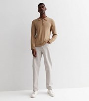 New Look Stone Cotton Straight Leg Trousers